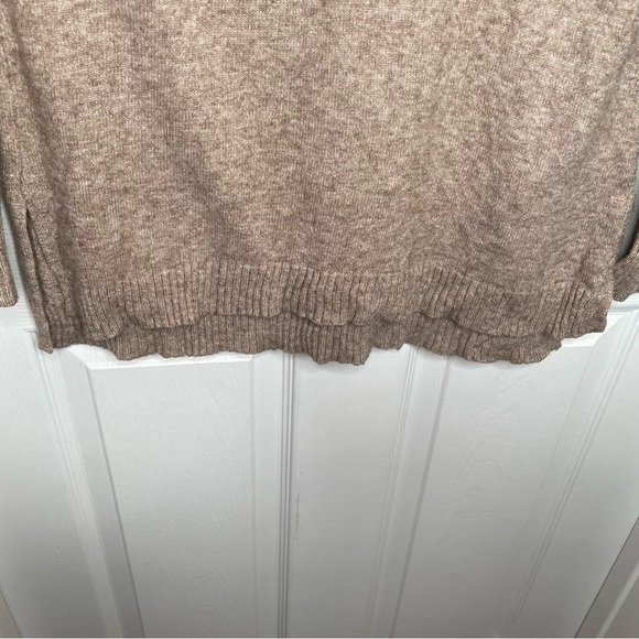 Anthropologie Serena Pullover V-Neck Long Sleeve Tan Beige Sweater Oversized S - Picture 9 of 10